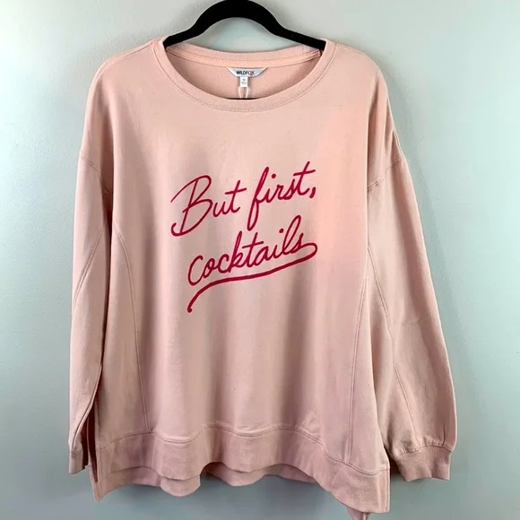 Wildfox But First Cocktails Statement Sweatshirt NEW! - Picture 3 of 9